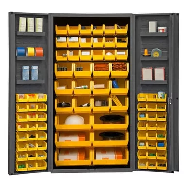 HEAVY DUTY ALL-WELDED BIN & SHELF 14 GA. STEEL STORAGE CABINETS HDC36-78-6DS